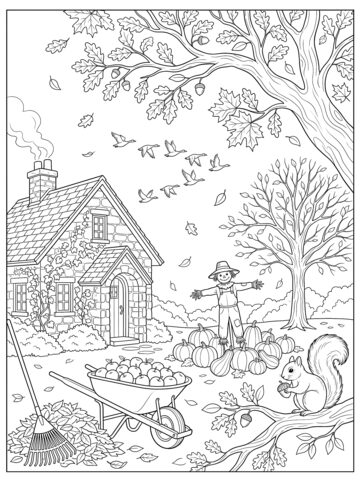 Autumn afternoon coloring page