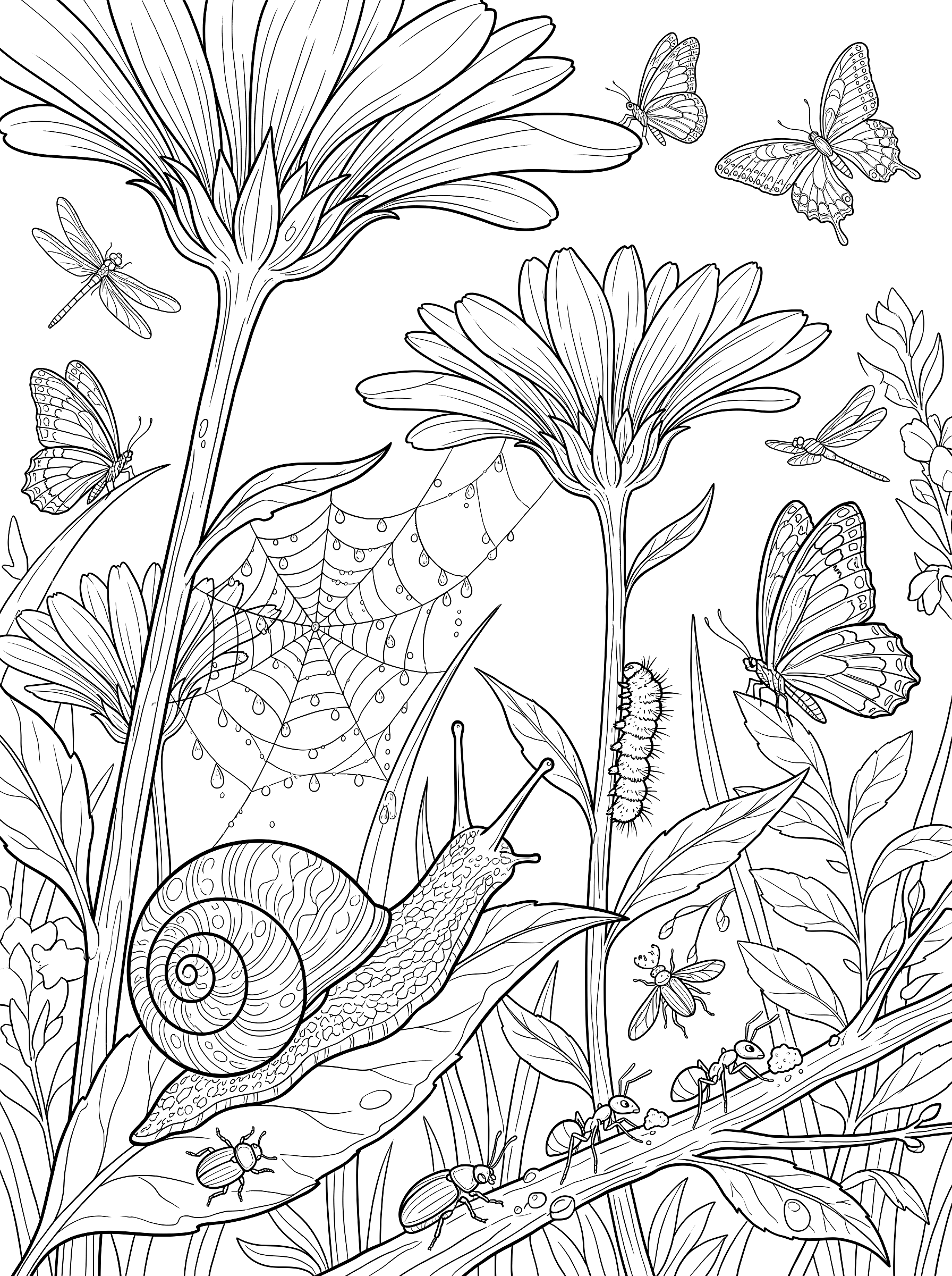Under the flowers coloring page to print