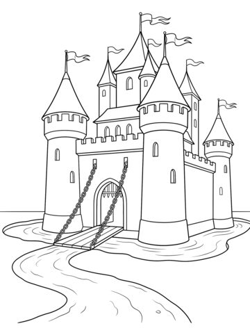 Fairytale castle coloring page