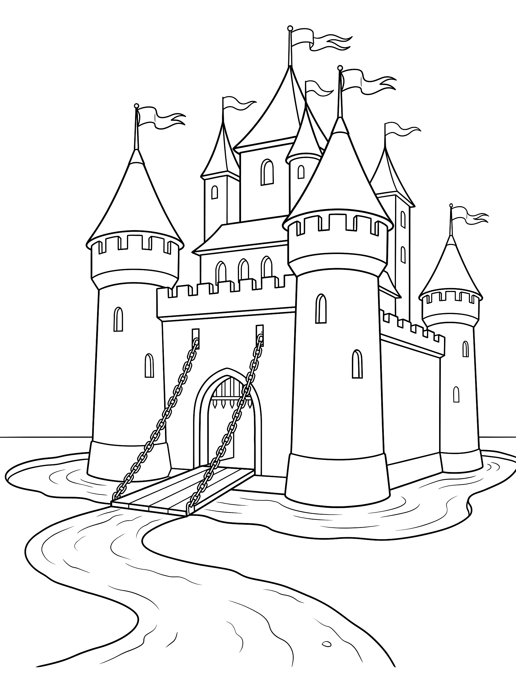 Fairytale castle coloring page to print