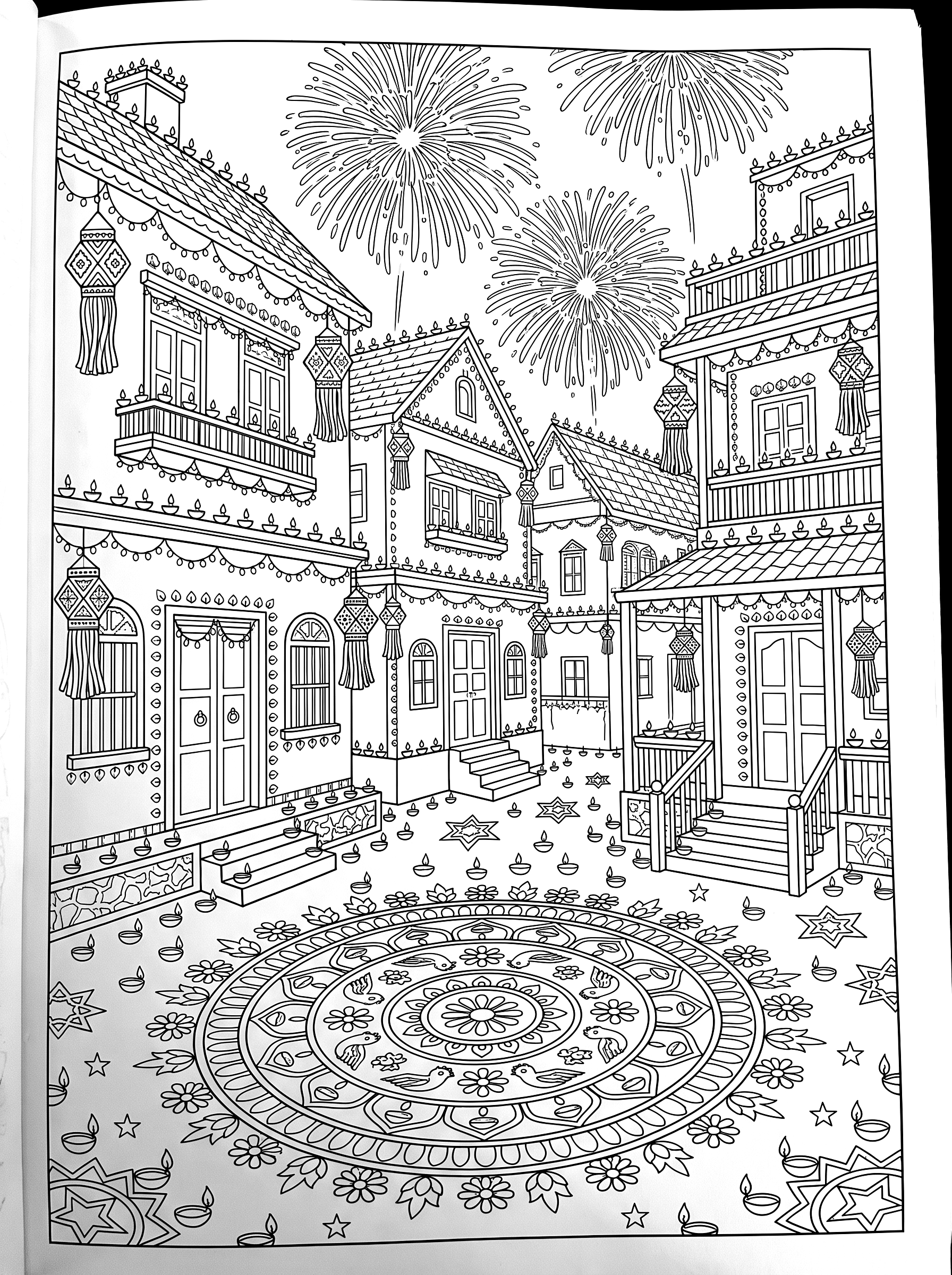 Festival of lights coloring page to print
