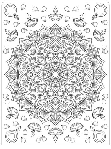 Grand rangoli coloring page