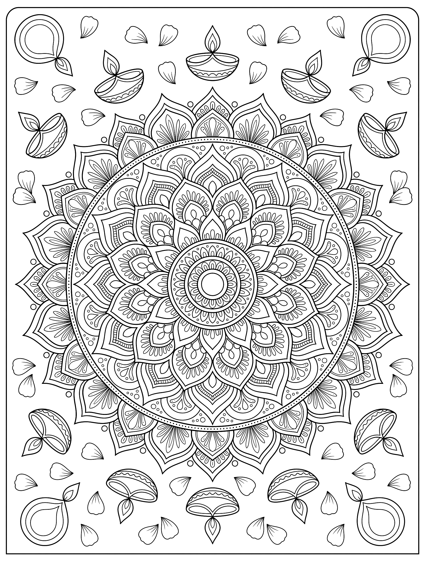 Grand rangoli coloring page to print