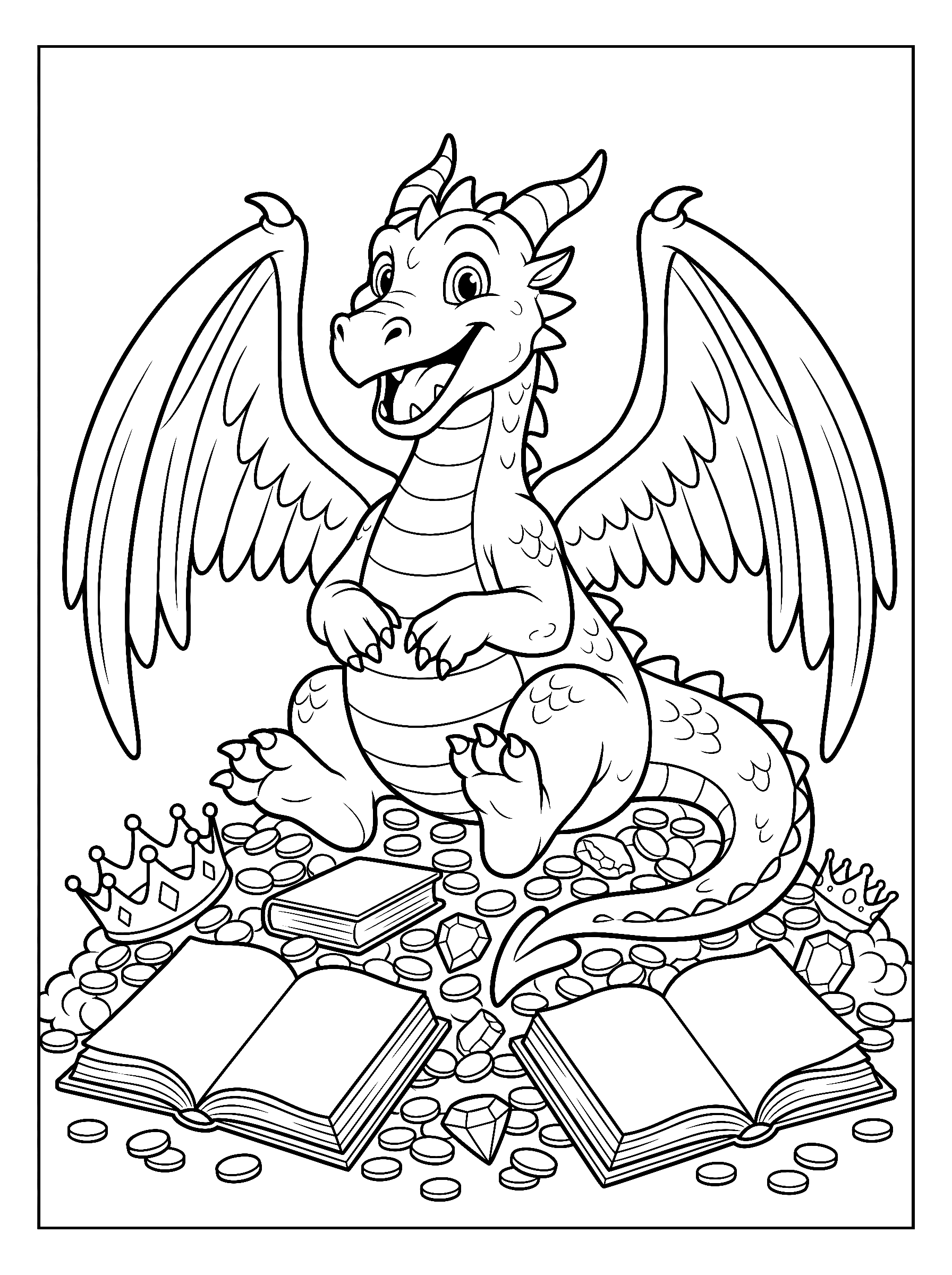 Friendly dragon coloring page to print