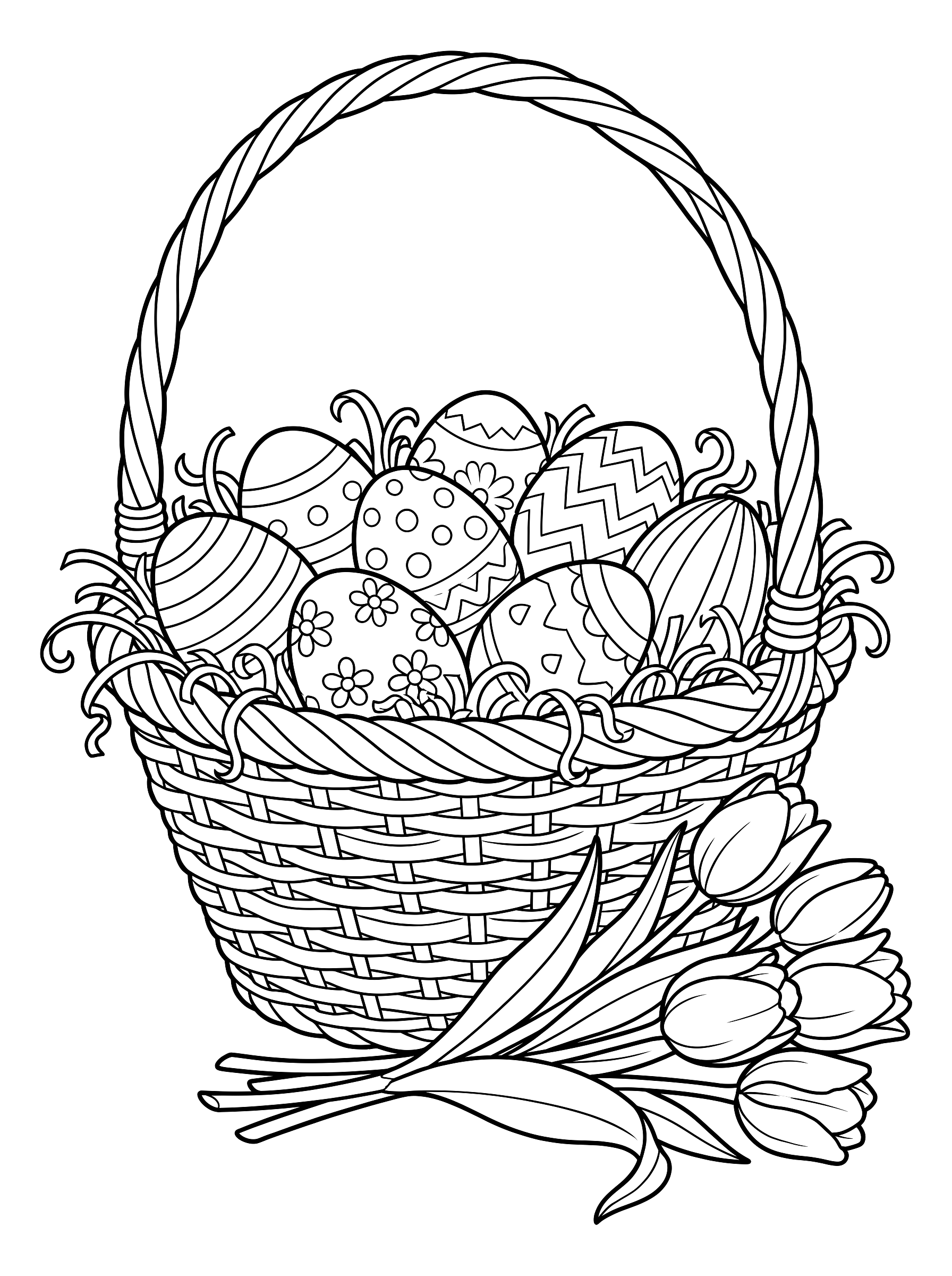 Easter basket coloring page to print