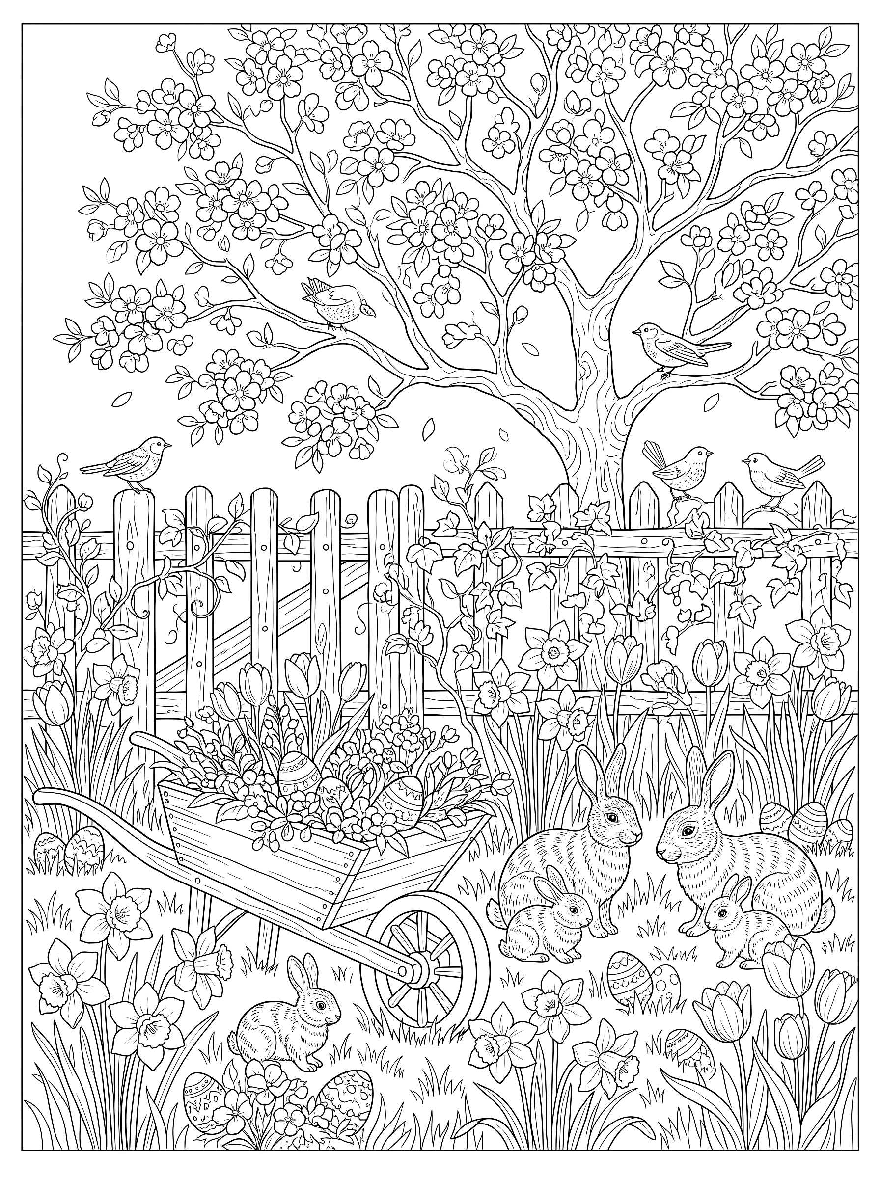 Garden morning coloring page to print