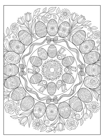 Easter egg mandala coloring page