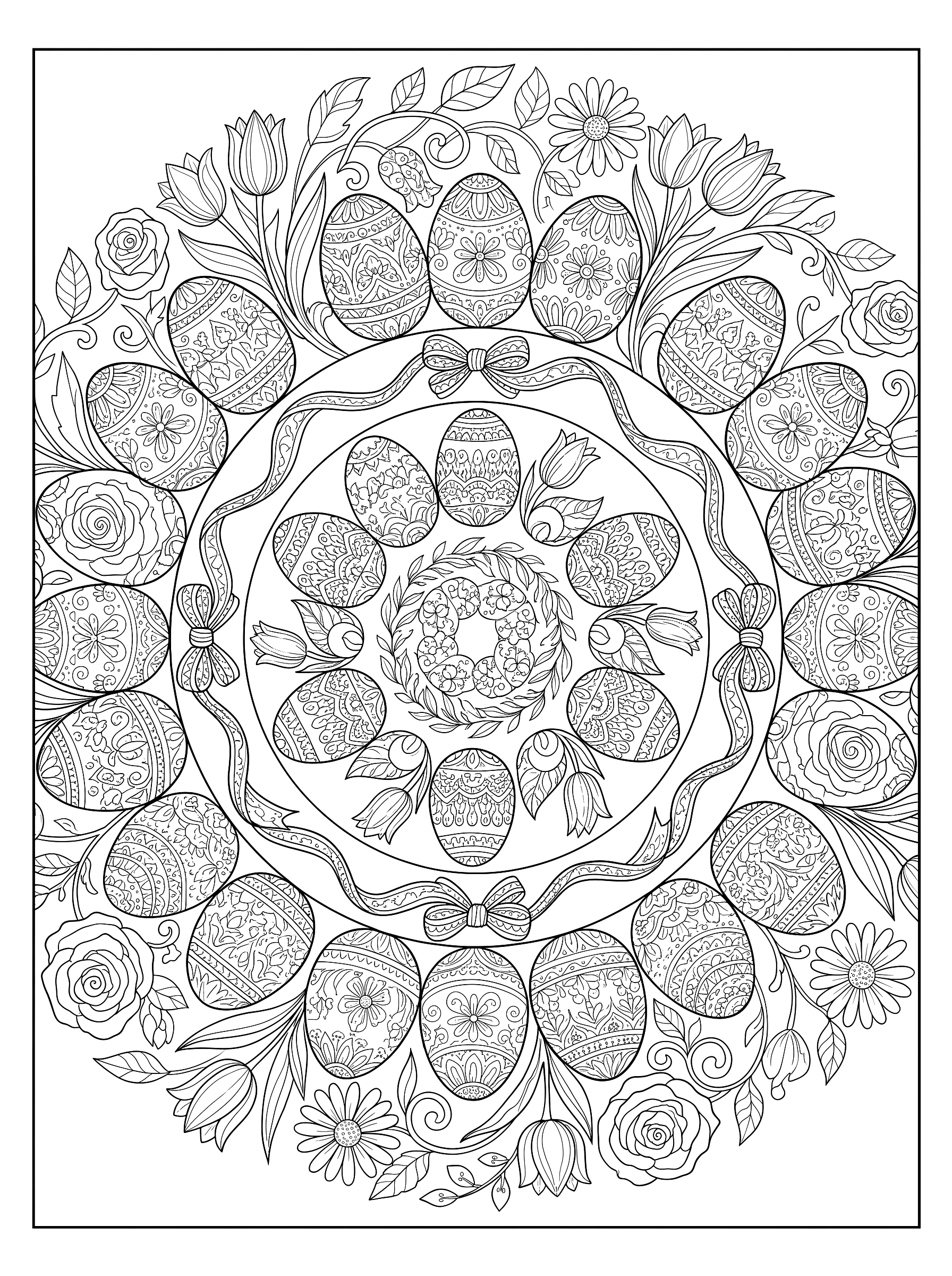 Easter egg mandala coloring page to print