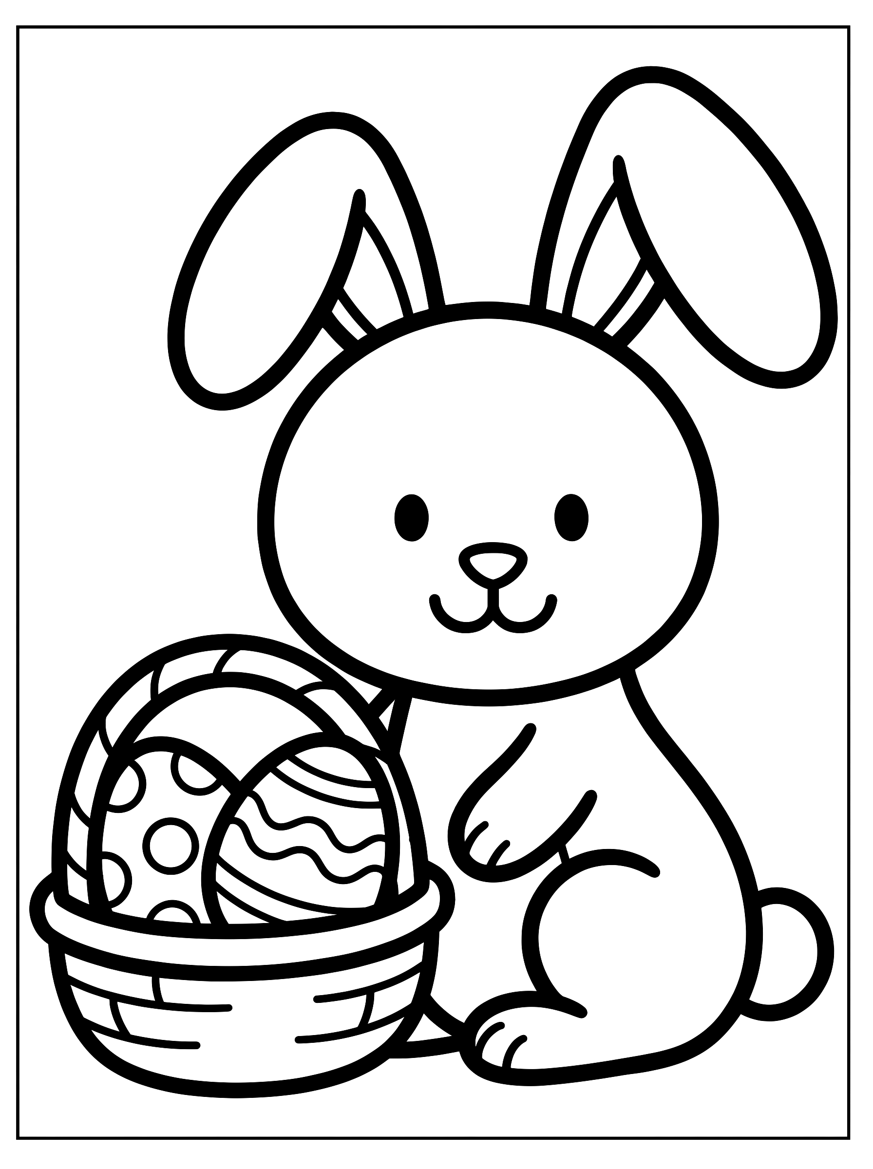Rabbit and basket coloring page to print