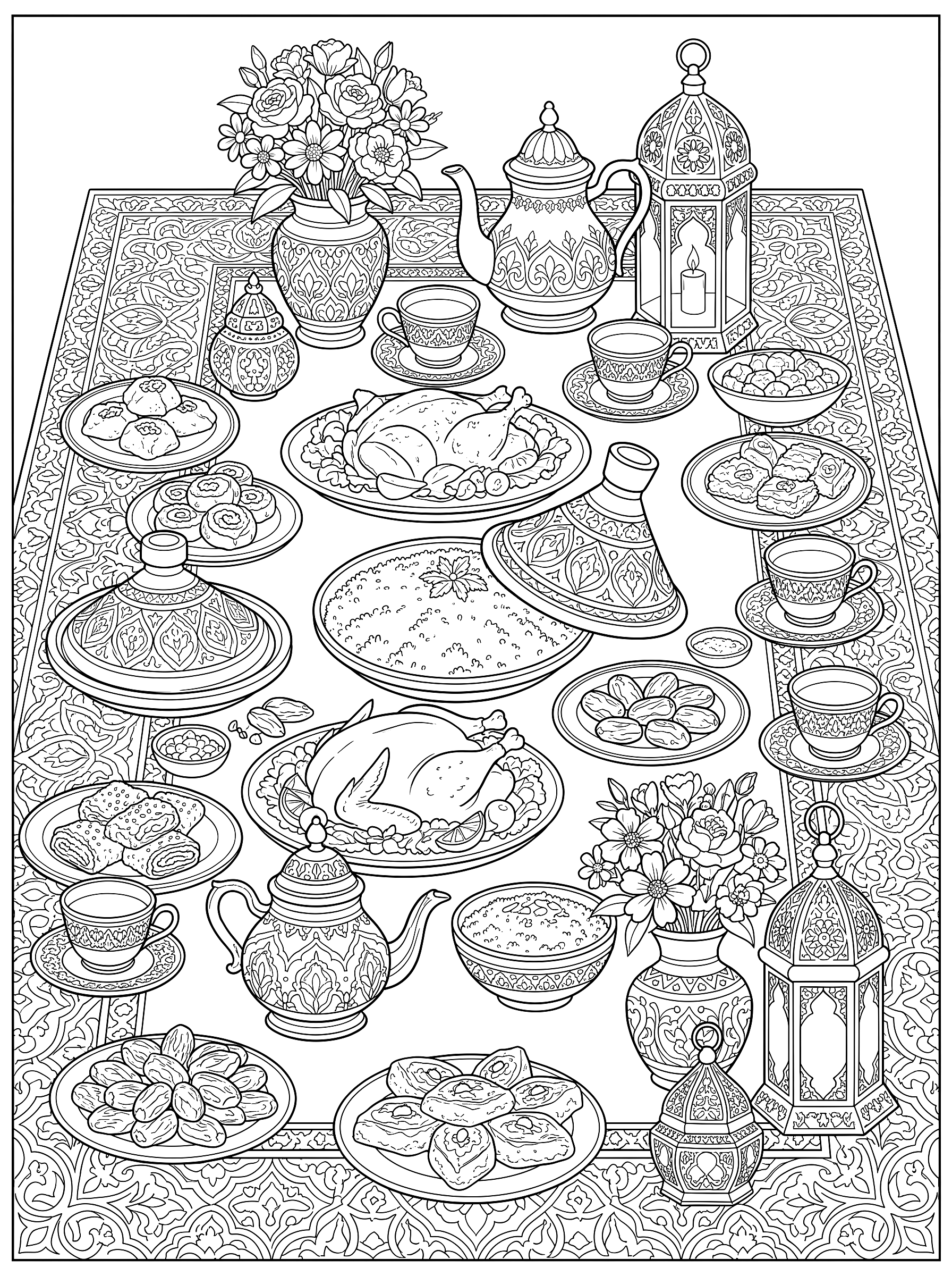Eid feast coloring page to print