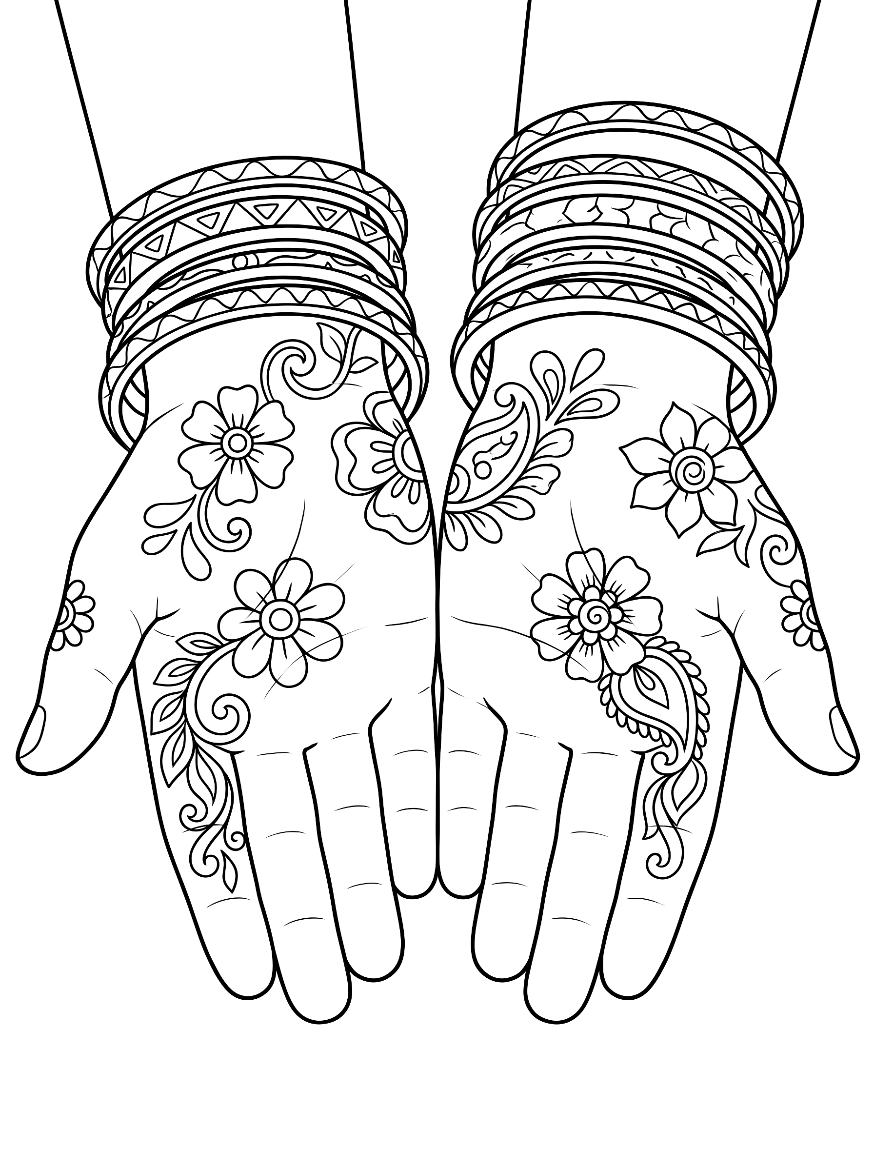 Henna patterns coloring page to print