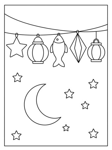 String of lanterns coloring page