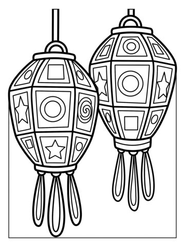 Two lanterns coloring page
