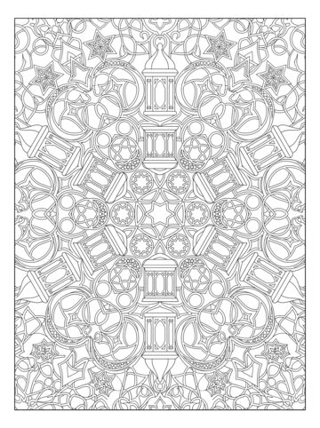Lantern mandala coloring page