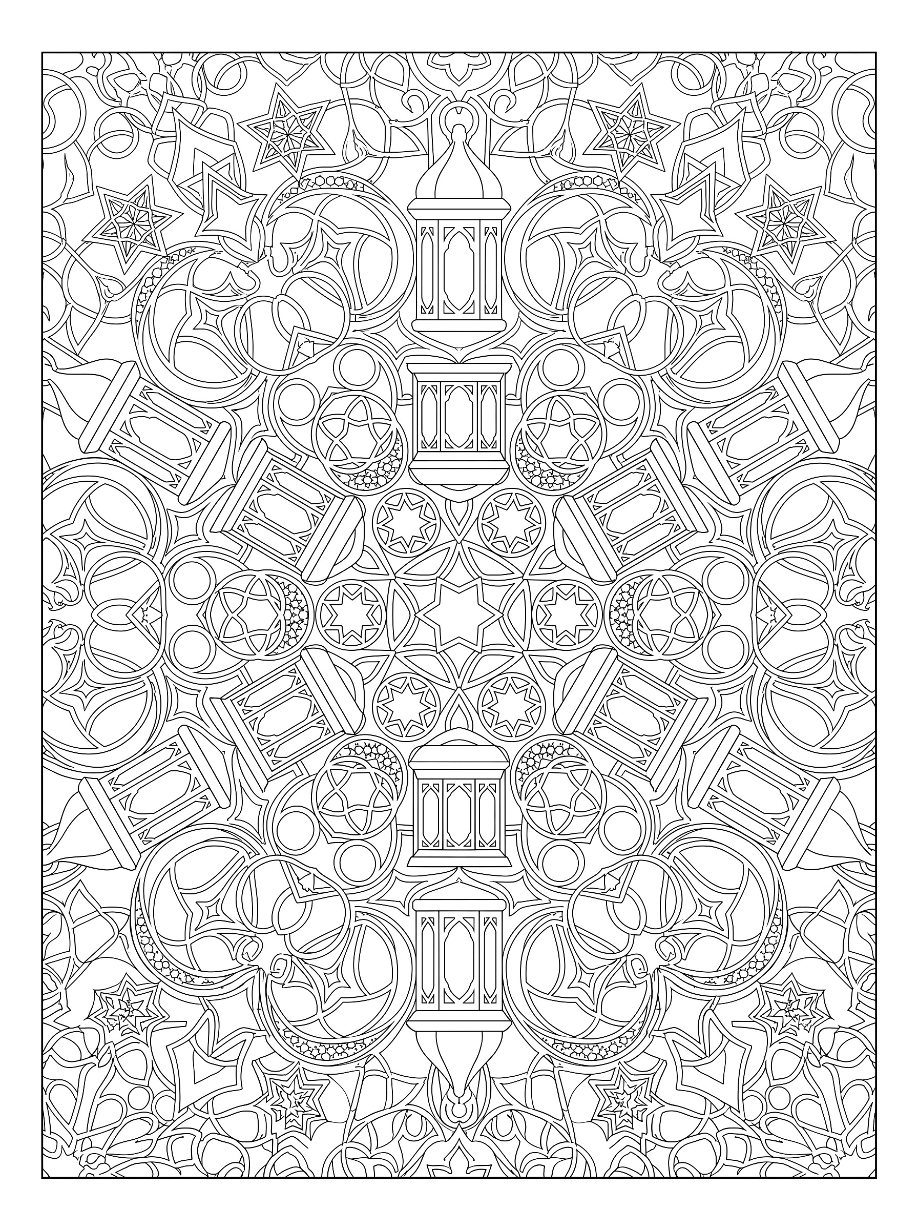Lantern mandala coloring page to print