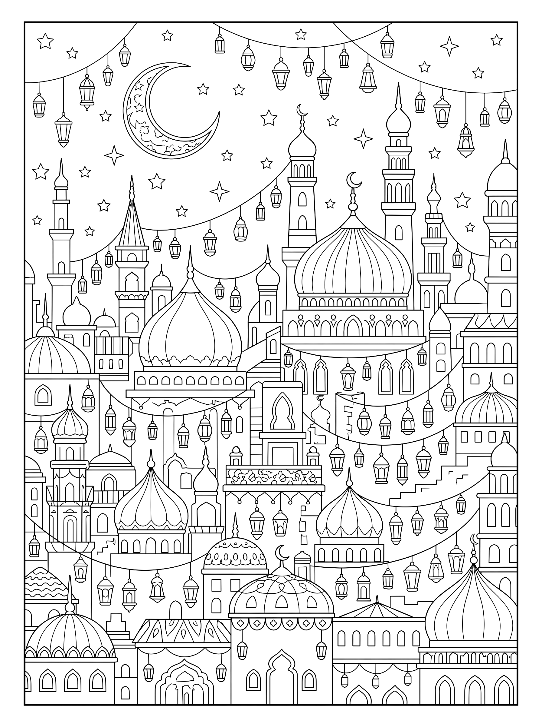 Festival night coloring page to print