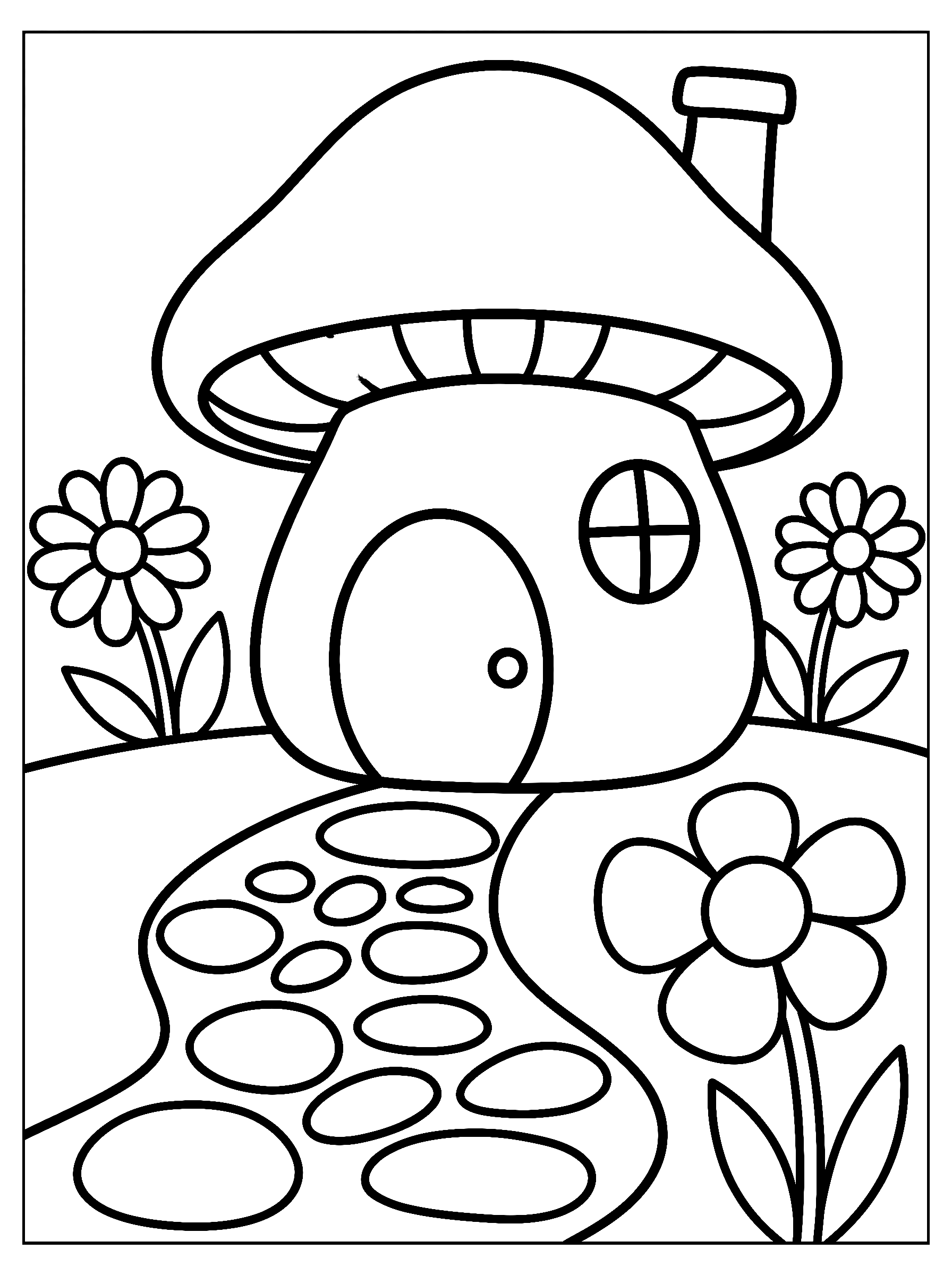 Mushroom fairy house coloring page to print