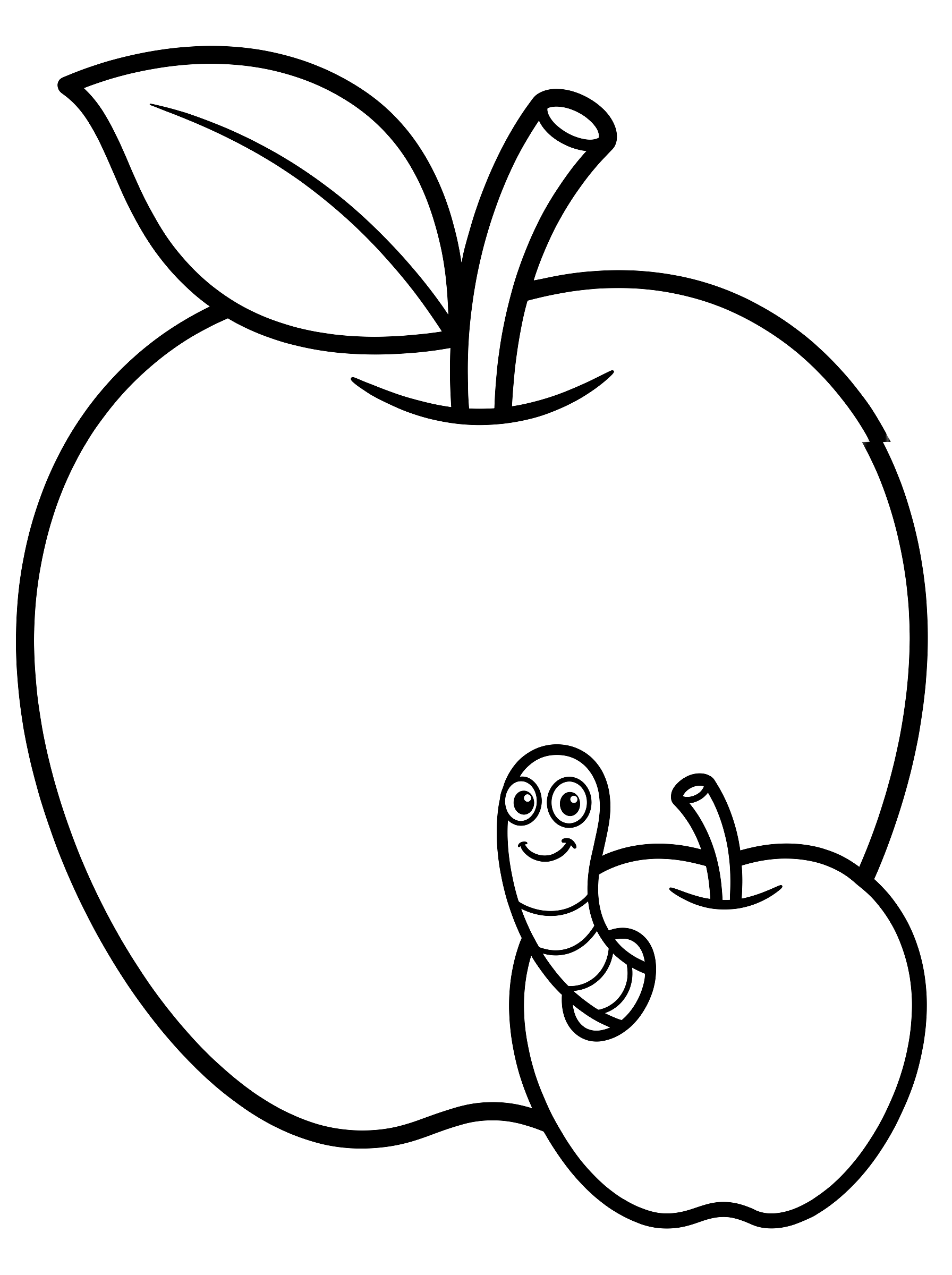 Big red apple coloring page to print