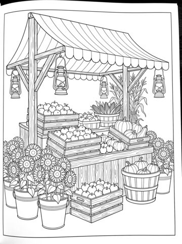 Harvest market coloring page