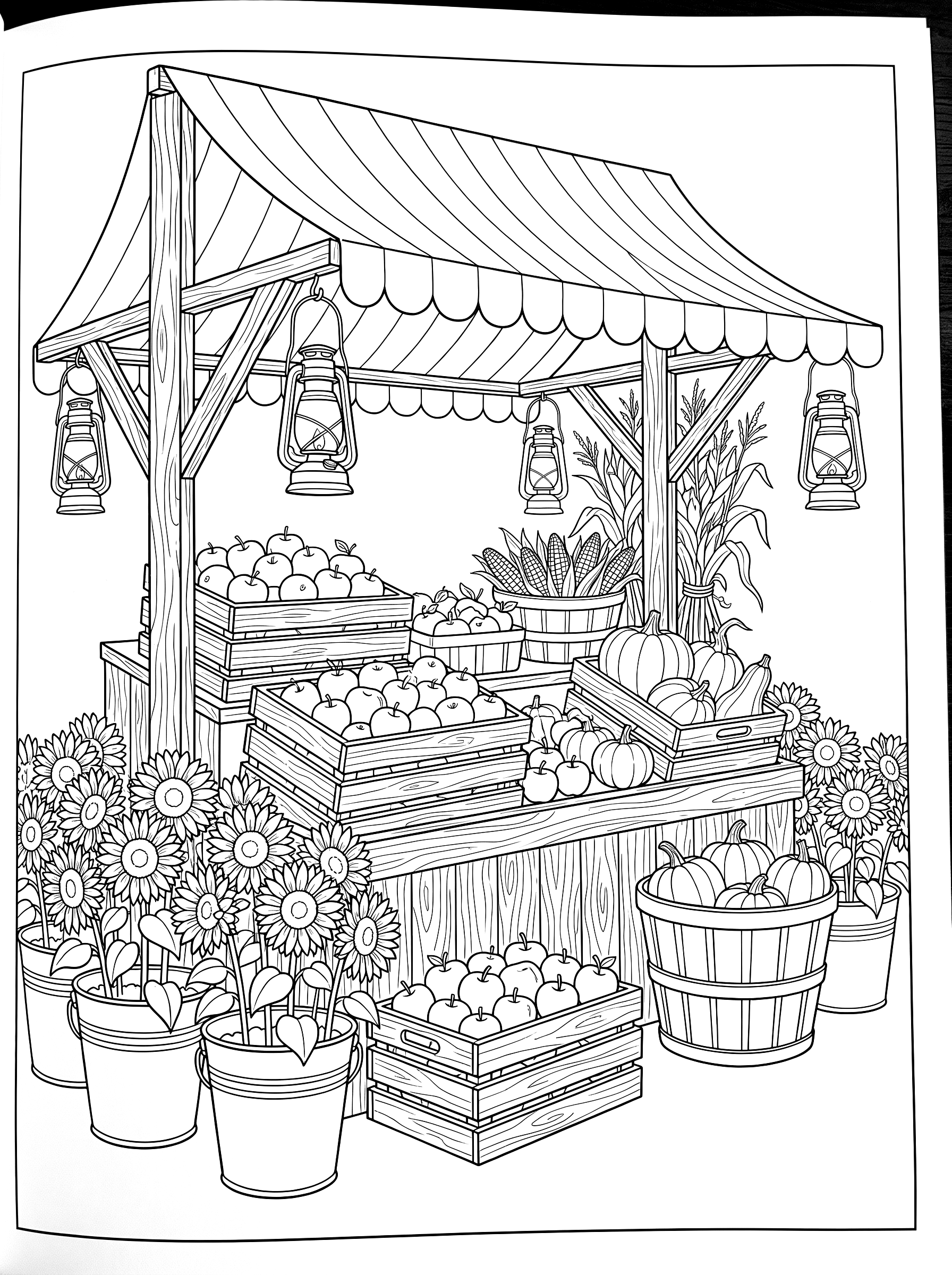 Harvest market coloring page to print