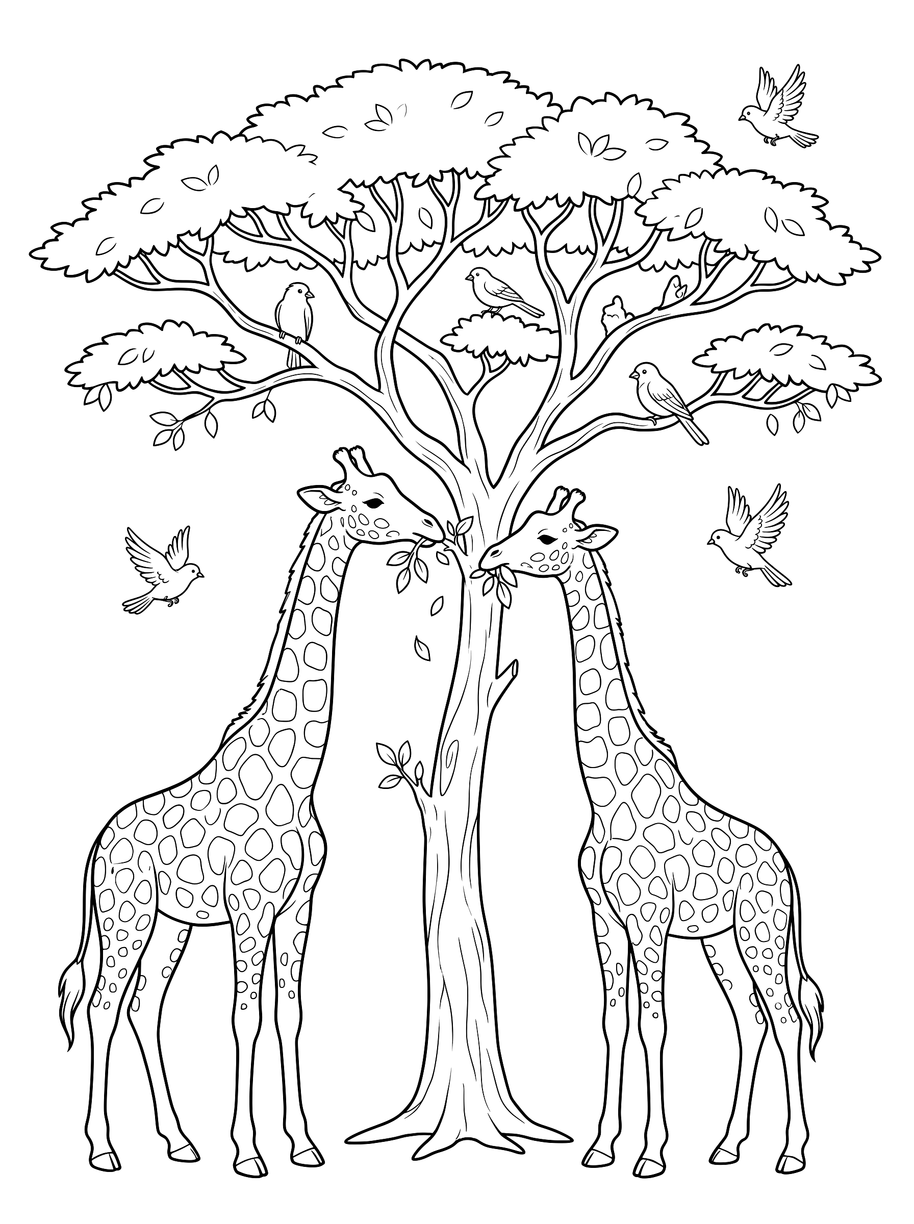 Giraffes coloring page to print