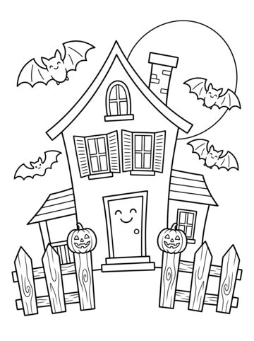 Haunted house coloring page