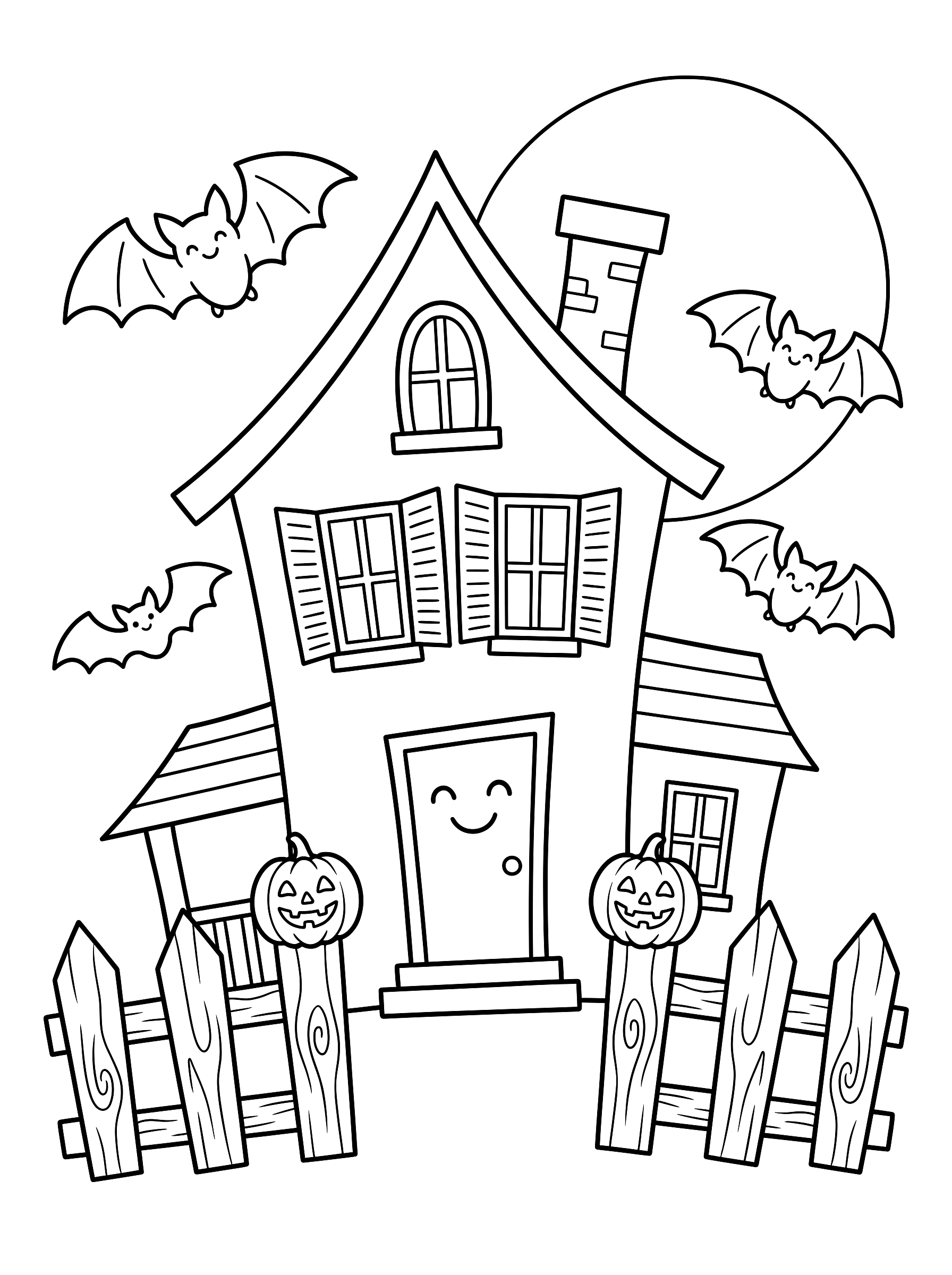 Haunted house coloring page to print