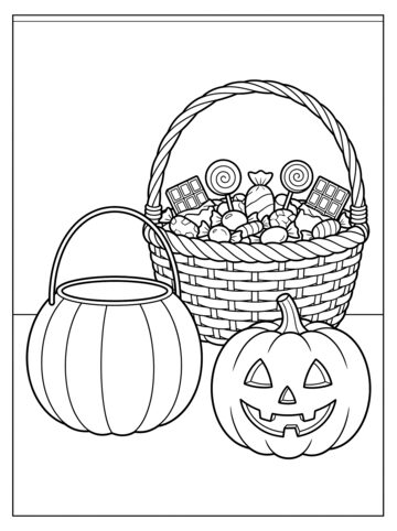 Trick or treat coloring page