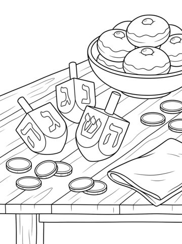 The dreidel game coloring page