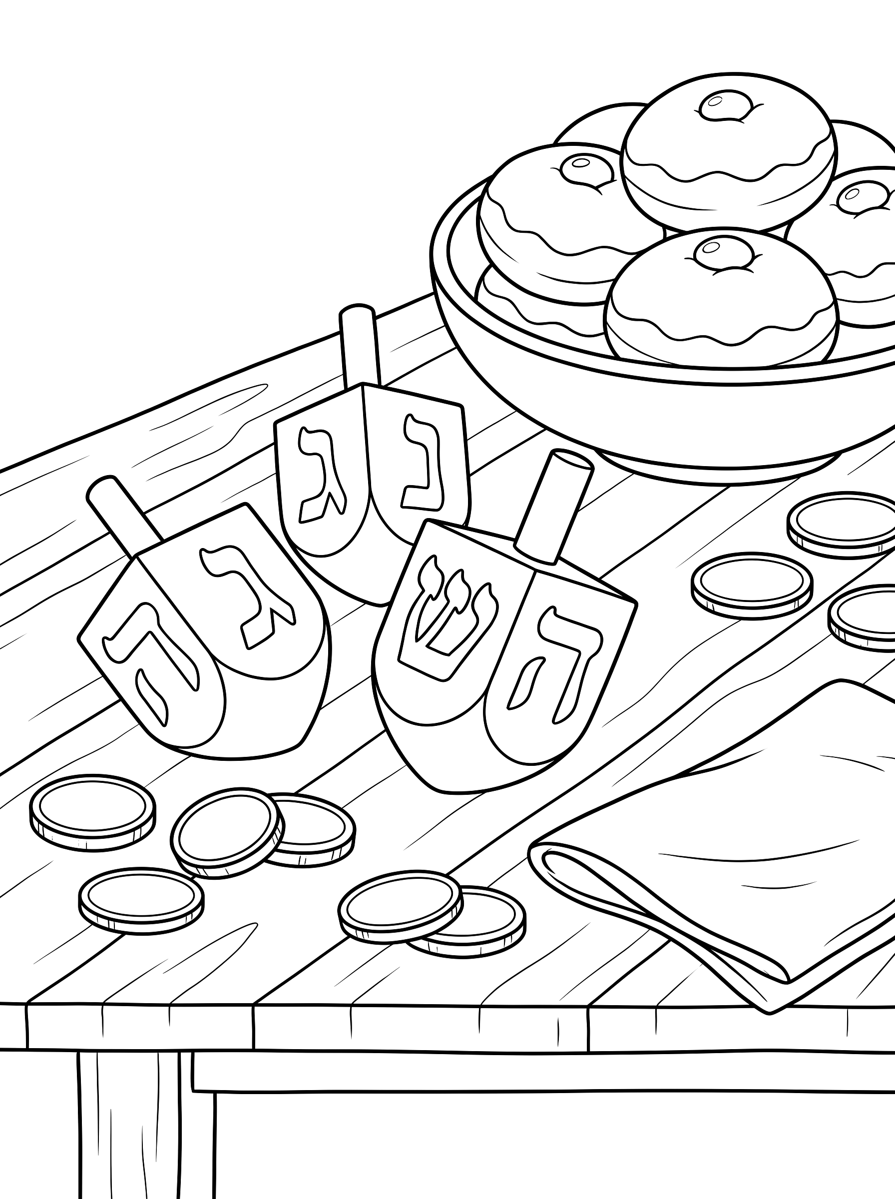 The dreidel game coloring page to print