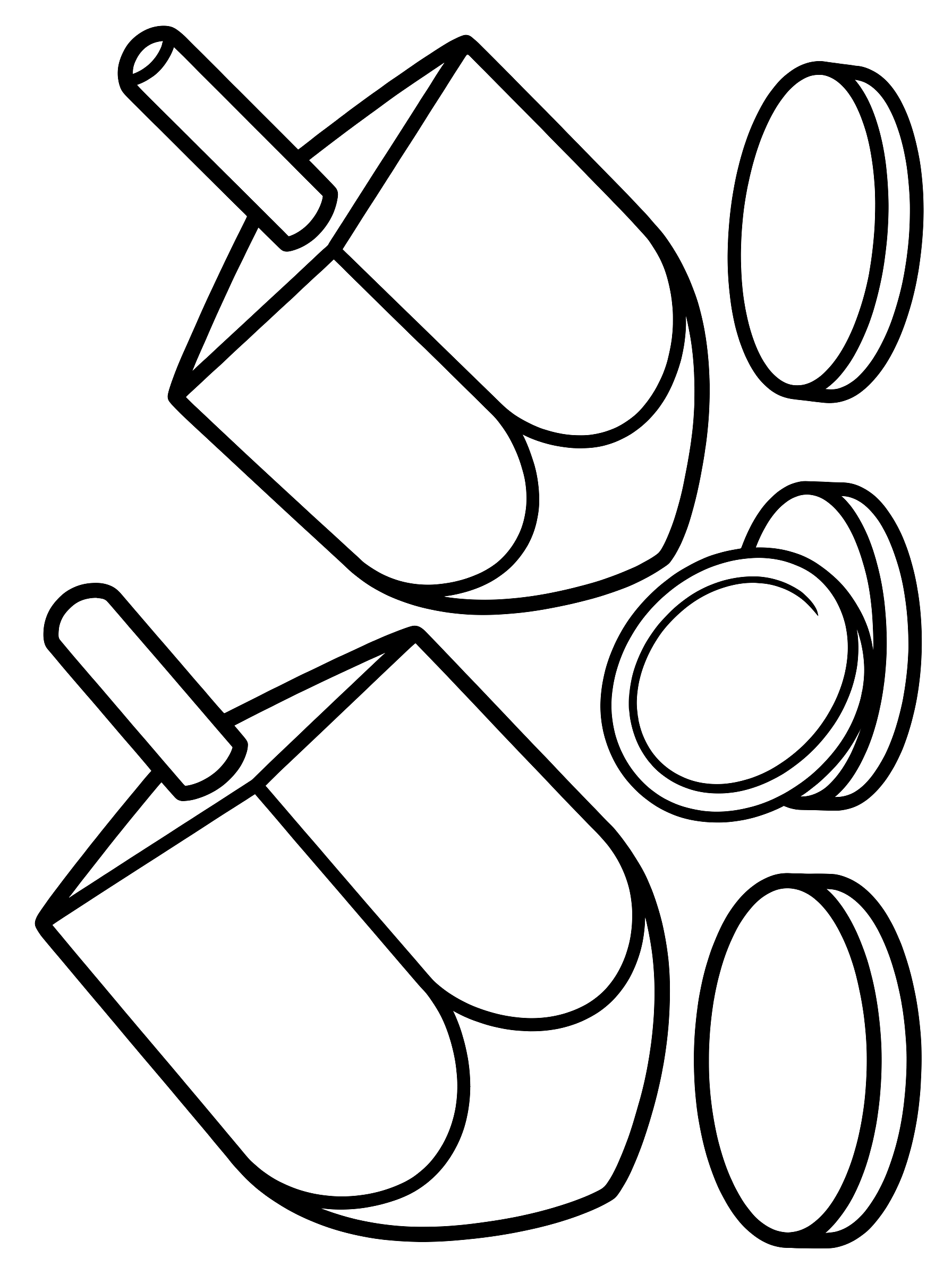 Dreidels and coins coloring page to print