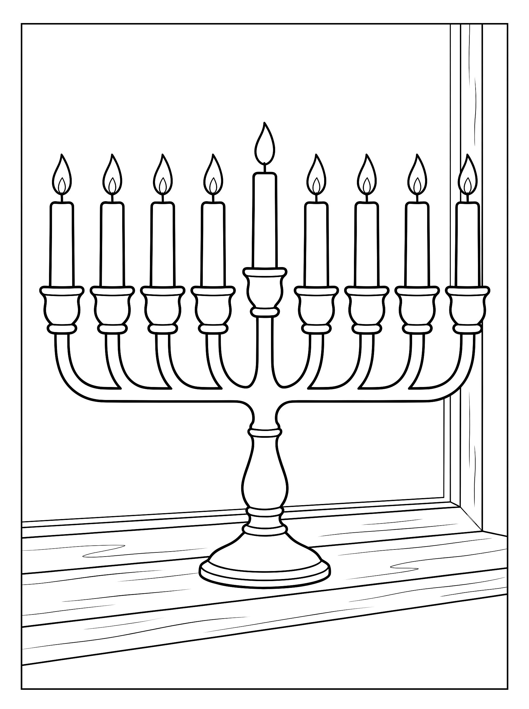 The menorah coloring page to print