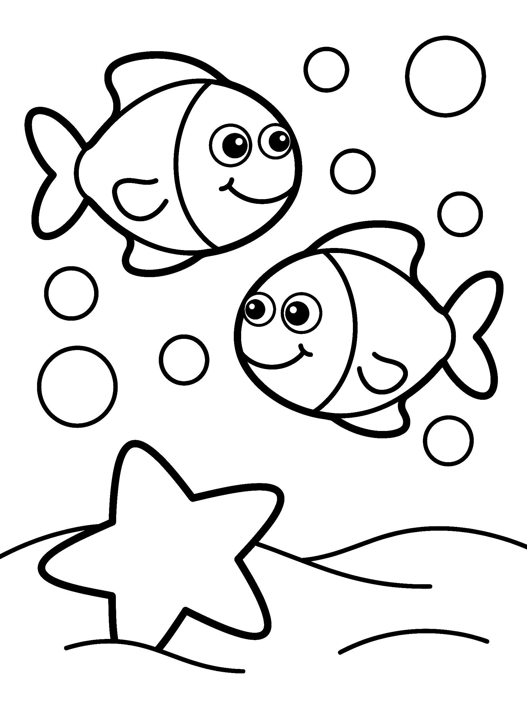 Happy fish coloring page to print