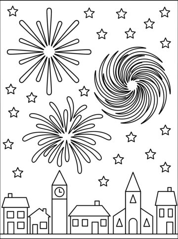 Fireworks coloring page