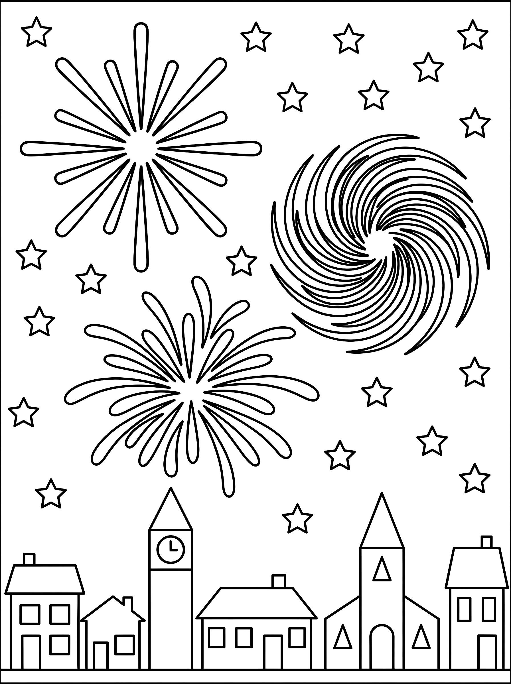 Fireworks coloring page to print