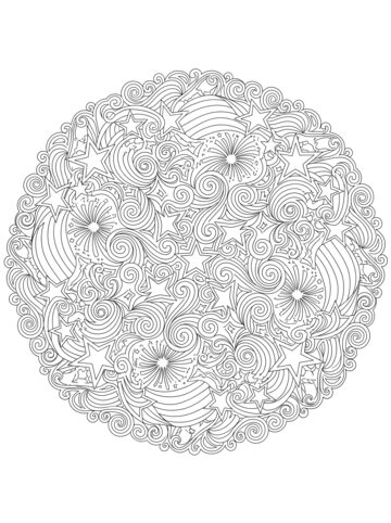 Stars and stripes mandala coloring page