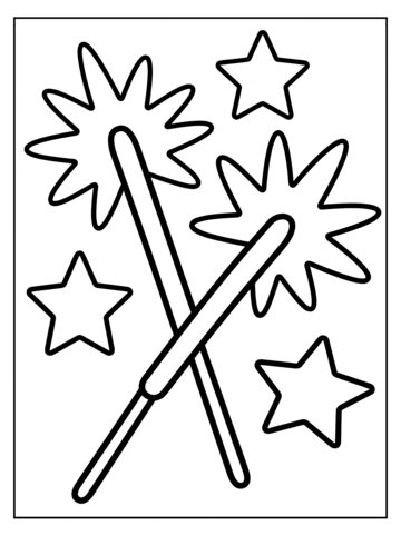 Sparklers and stars coloring page