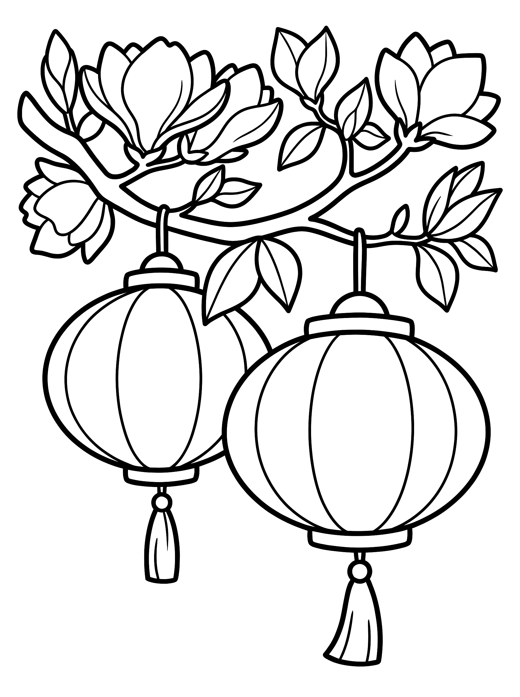 Paper lanterns coloring page to print