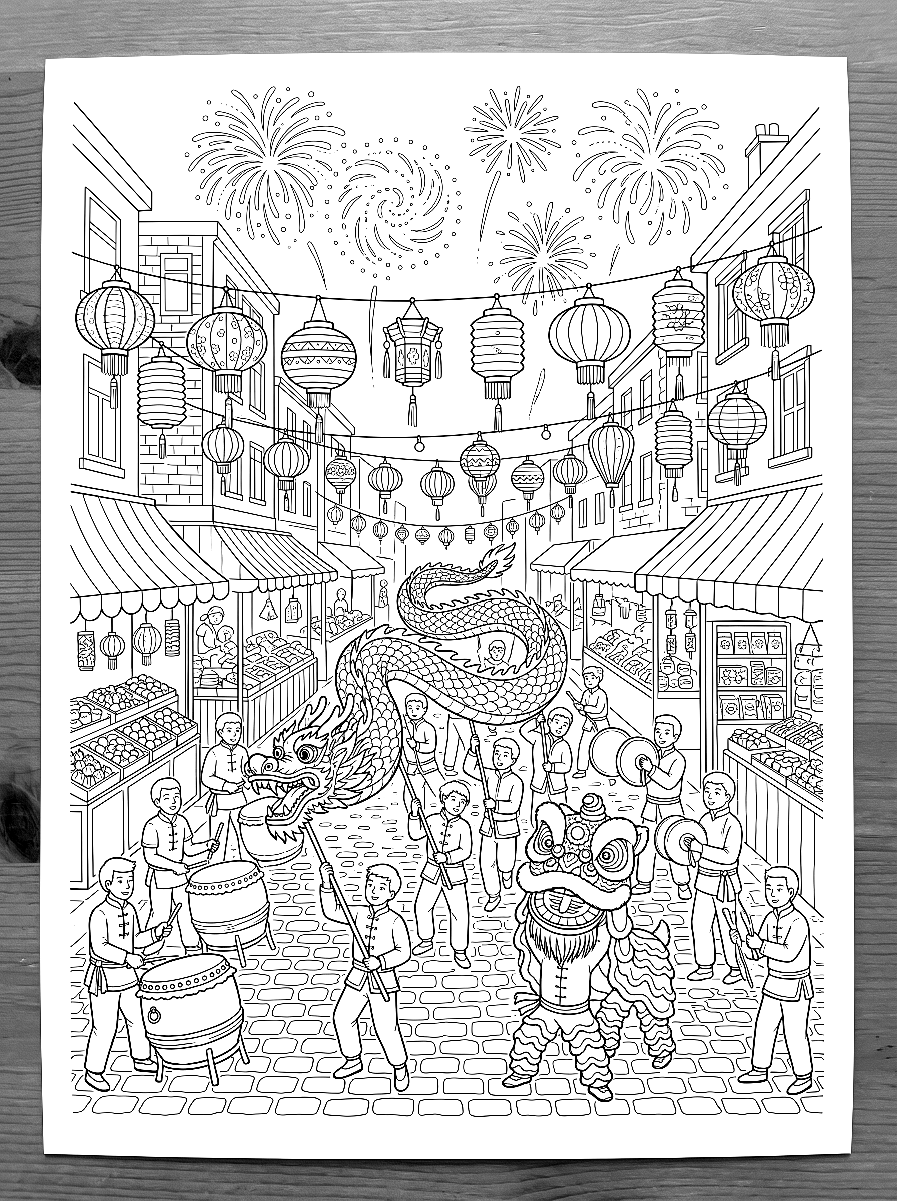 New Year parade coloring page to print