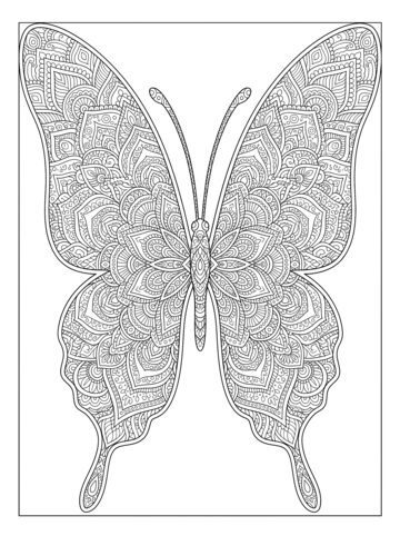 Butterfly mandala coloring page