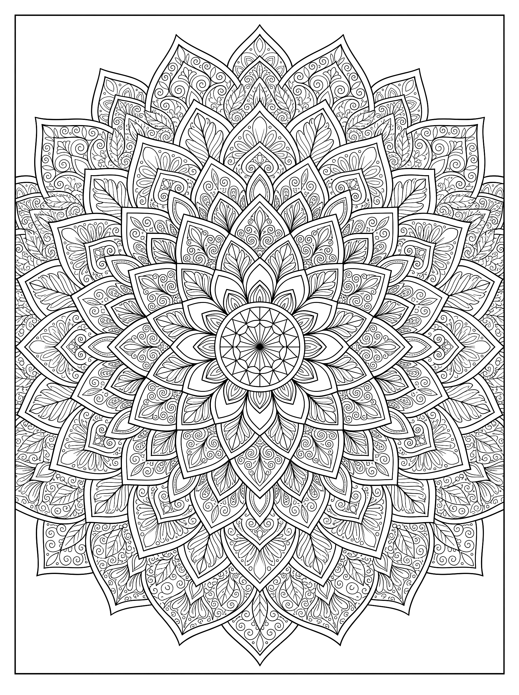 Flower mandala coloring page to print
