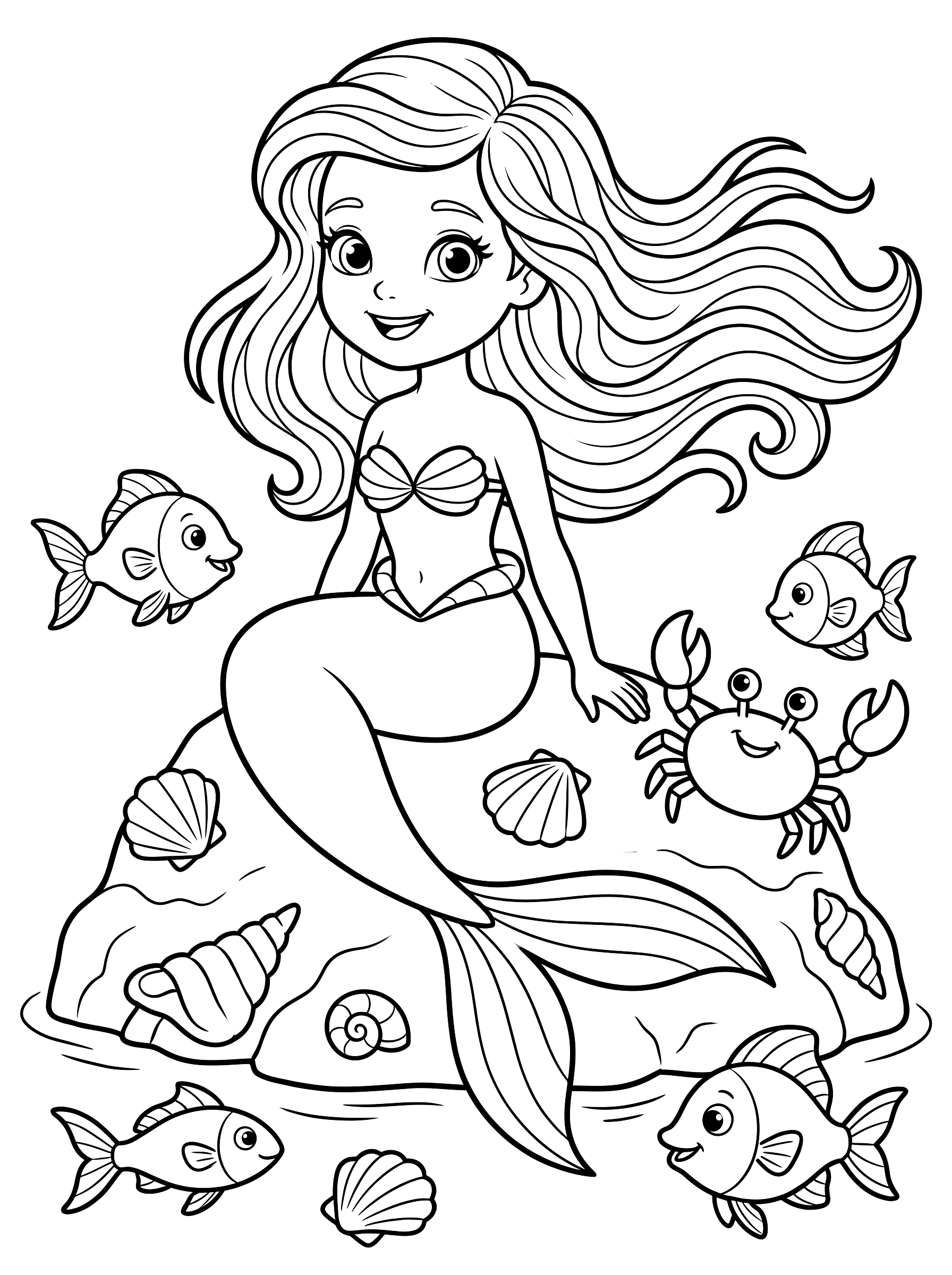 Mermaid coloring page to print
