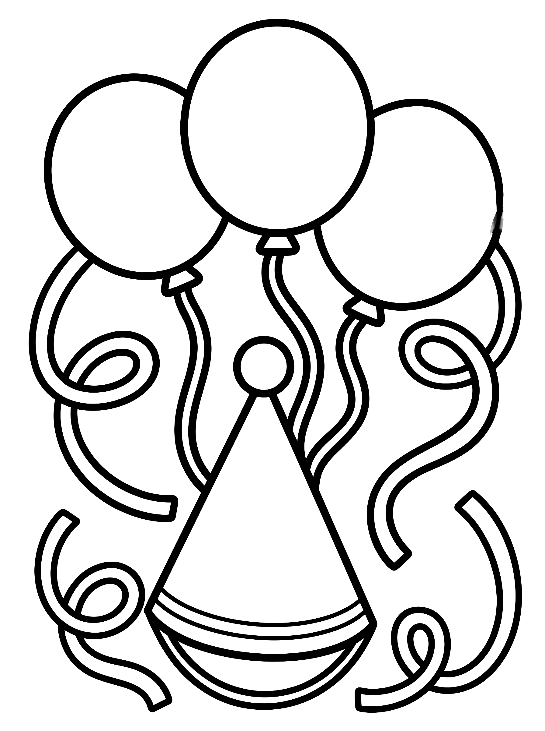 Balloons and streamers coloring page to print