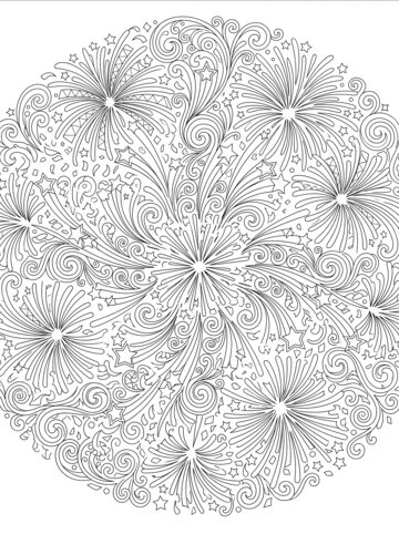 Firework mandala coloring page