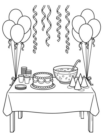 Party table coloring page