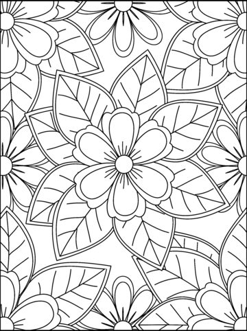 Flower pattern coloring page