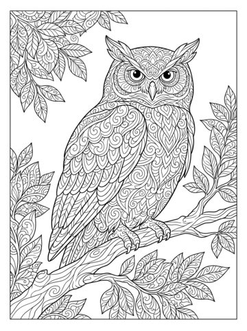Pattern owl coloring page