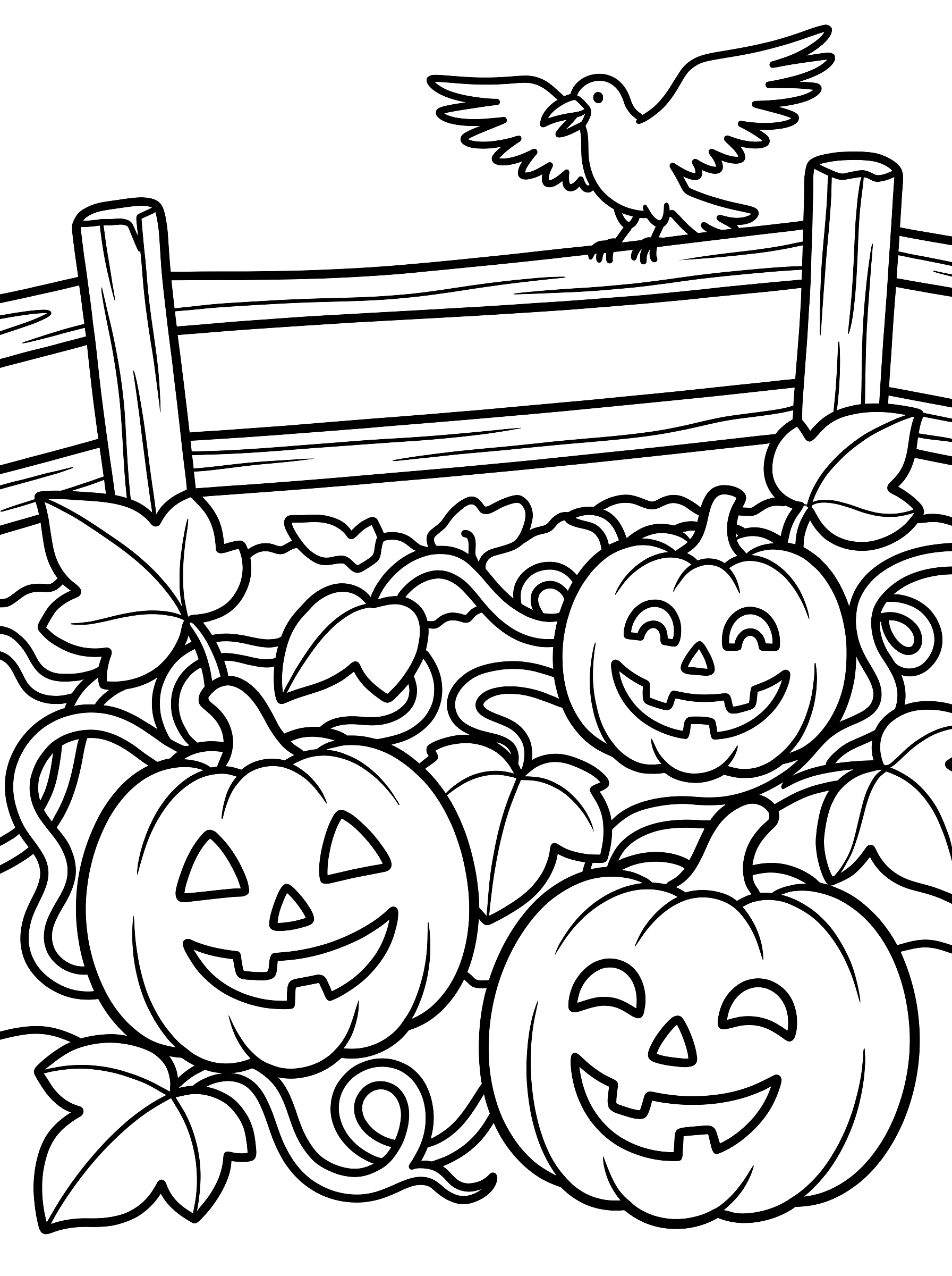 Pumpkin patch coloring page to print