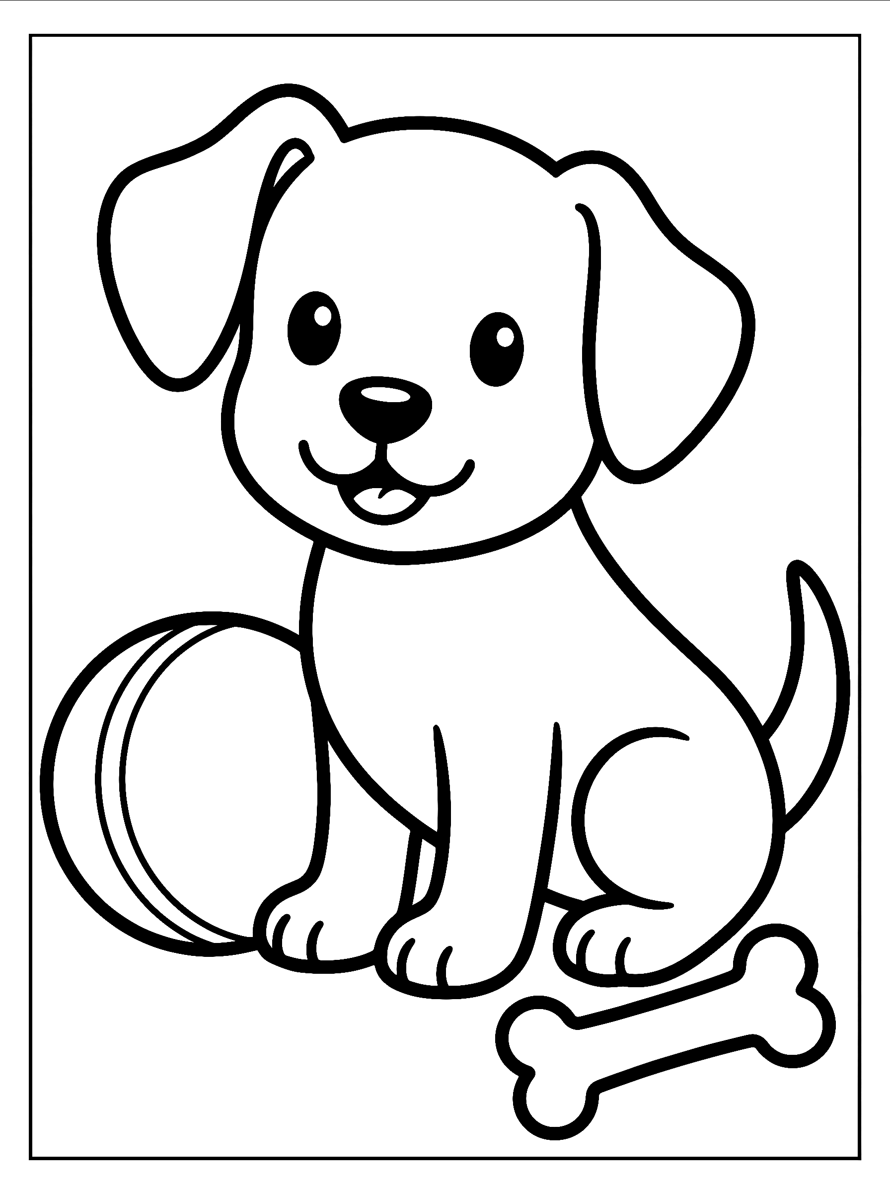 Happy puppy coloring page to print