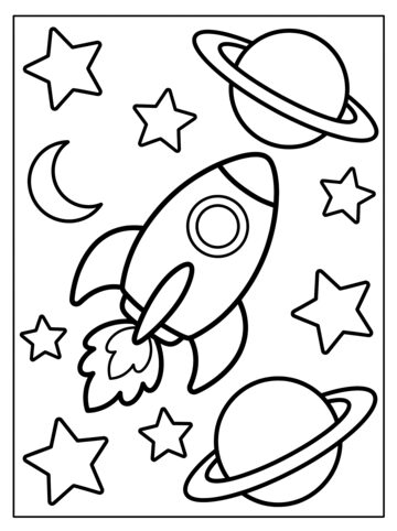 Rocket to the stars coloring page